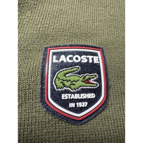 Lacoste Sweater Mens Large 7 Green Crest V Neck Jumper Preppy Pullover - Picture 3 of 5